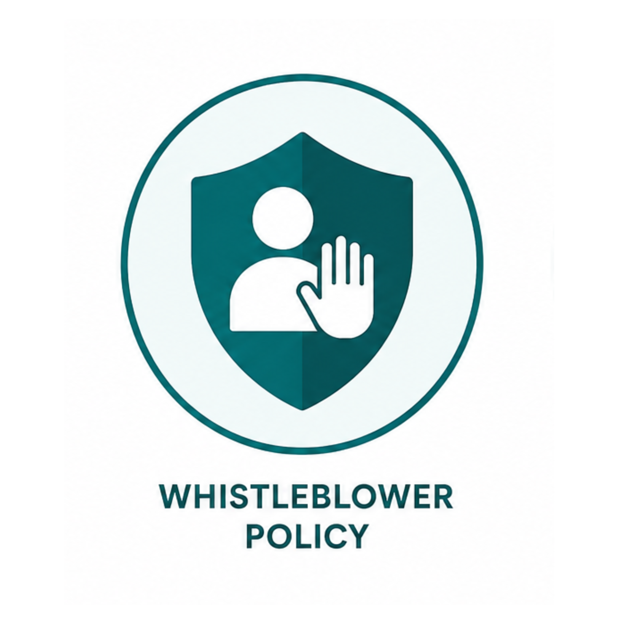 Icon shield and hand-up whistleblower policy